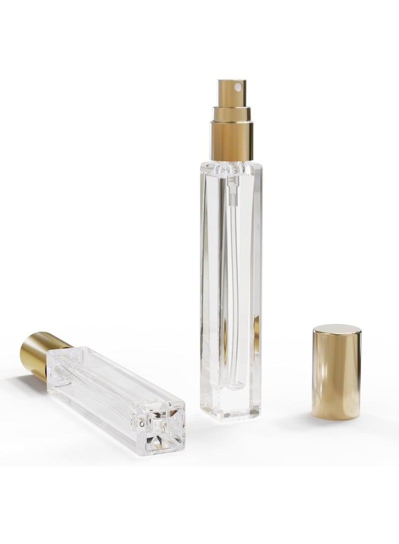 5PCS Cologne Atomizer Empty, 10ML Mini Perfume Bottles Refillable With Dispenser Tools, Pocket Spray Bottle for Travel and Sample Container (Transparent+Golden Cap) - Image 3