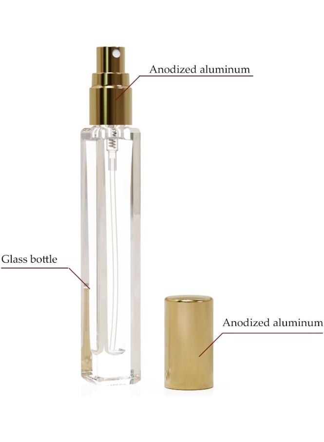 5PCS Cologne Atomizer Empty, 10ML Mini Perfume Bottles Refillable With Dispenser Tools, Pocket Spray Bottle for Travel and Sample Container (Transparent+Golden Cap) - Image 2
