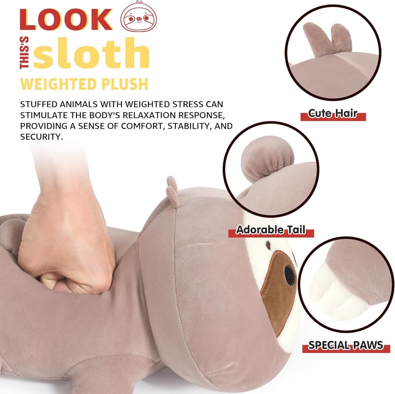 Onsoyours Original Weighted Sloth Plush, Cute 9.8"|1.0 Pound Hugging Sloth Weighted Stuffed Animal, Soft Collectible Plushies Pillow Toy Gift for Kids & Adults - Image 4