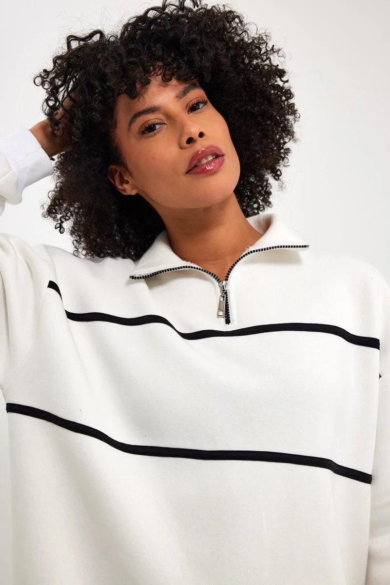 الكسندر جاردي Polar Fleece Striped SWEATSHIRT(E24-00172)