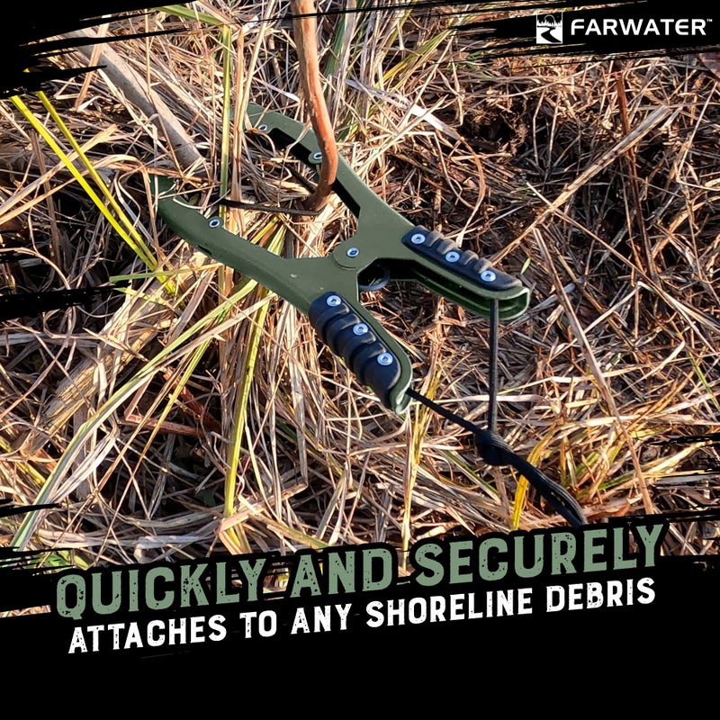 FARWATER Canoe Anchor Grip - Boat, Float Tube & Kayak Fishing Accessories, Kayaking Equipment - Brush Clamp Anchor with Teeth - Gripper with 15ft Paracord - Rubber Grips - Coated Steel - Matte Green - Image 3