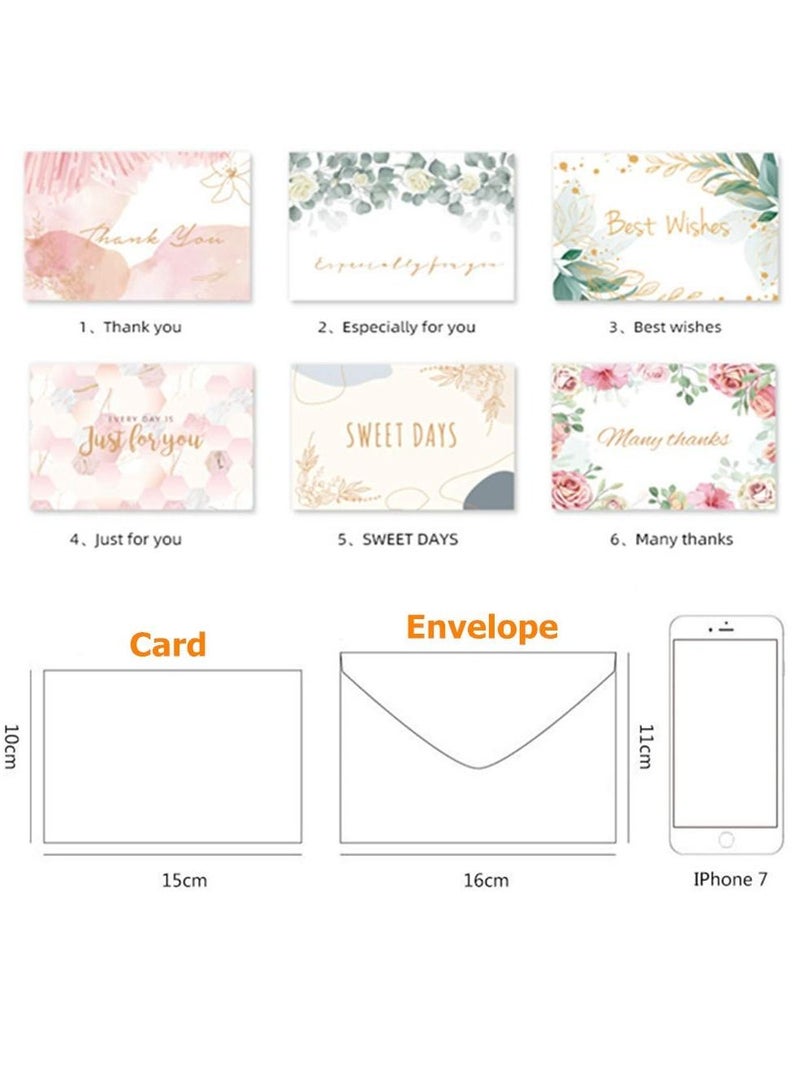 SYOSI 12 Floral Thank You Cards, 6 Different Designs with Envelopes and Stickers, Elegant Bulk Blank Inside Greeting Cards, Suitable for Weddings Birthdays Business Gifts Holidays Etc - Image 5