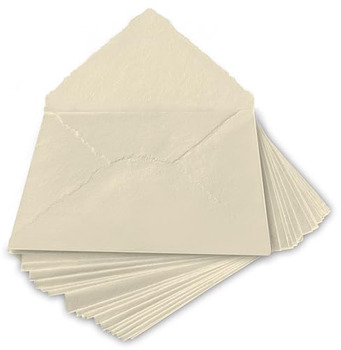 Wanderings Handmade CreamIvory Deckle Edge Envelope Medium Size 525 x 725 Package of 25 for Save the Dates Wedding Invitations Calligraphy Letterpress 150 GSM - Image 1
