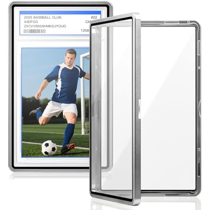 PSA SLAB CASE, MAGNETIC METAL GRADED CARD PROTECTOR WITH FOLDABLE STAND, UV PROTECTION DISPLAY FOR PSA CGC BGS CSG CARDS, DURABLE SLAB HOLDER FOR BASEBALL FOOTBALL GAMING SPORTS CARDS - Image 1