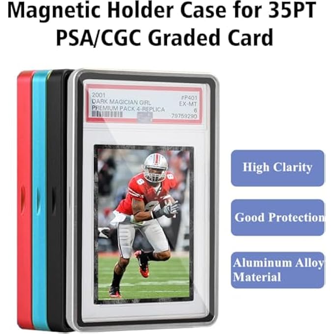PSA SLAB CASE, MAGNETIC METAL GRADED CARD PROTECTOR WITH FOLDABLE STAND, UV PROTECTION DISPLAY FOR PSA CGC BGS CSG CARDS, DURABLE SLAB HOLDER FOR BASEBALL FOOTBALL GAMING SPORTS CARDS - Image 2