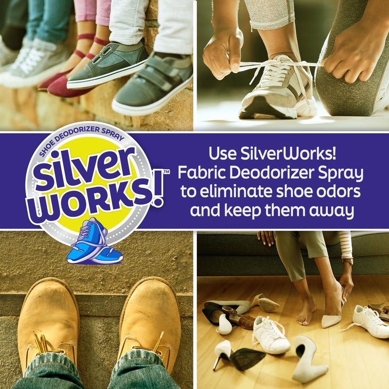 SilverWorks! Shoe Deodorizer Spray For Smelly Shoes - Shoe Odor Elimination - Boot, Sneaker, Shoe Smell Eliminator - Stinky Shoes Odor Eliminator, Shoe Freshener Spray -16.9oz - Image 5