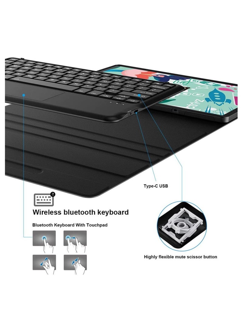 ELTRAZONE Galaxy Tab S7 FE Keyboard Case 12.9" 2021, Wireless Detachable Keyboard + Folio Smart PU Case Cover Auto Sleep/Wake Magnetic for Samsung - Image 4