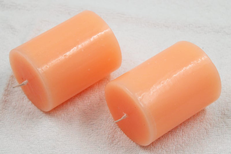 atorakushon® Paraffin Wax Smokeless Scented 2.5"X3" Tall Pillar Candles for Any Decoration Pack of 2 (Peach) - Image 5
