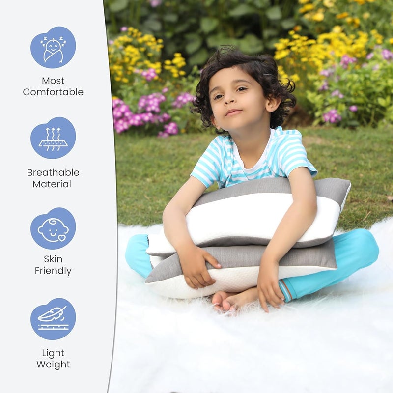 AVI AVI Ultra Soft Jersey Height Adjustable Hollow Fibre Kids Sleeping Pillow with Zip Set of 2 White and Grey 18 X 12 Inches 3 Months Warranty - Image 2
