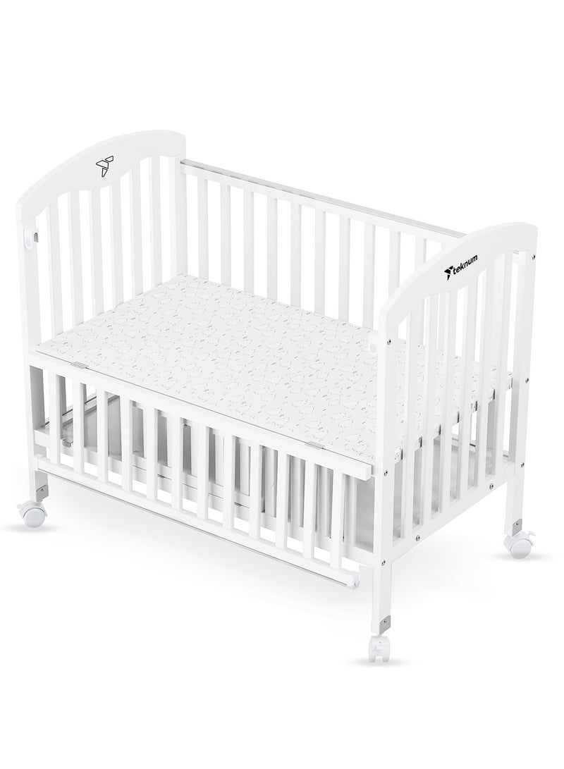 TEKNUM سرير جانبي خشبي 4 في 1 مع تخزين وتعديلات في الارتفاع - أبيض - Image 2