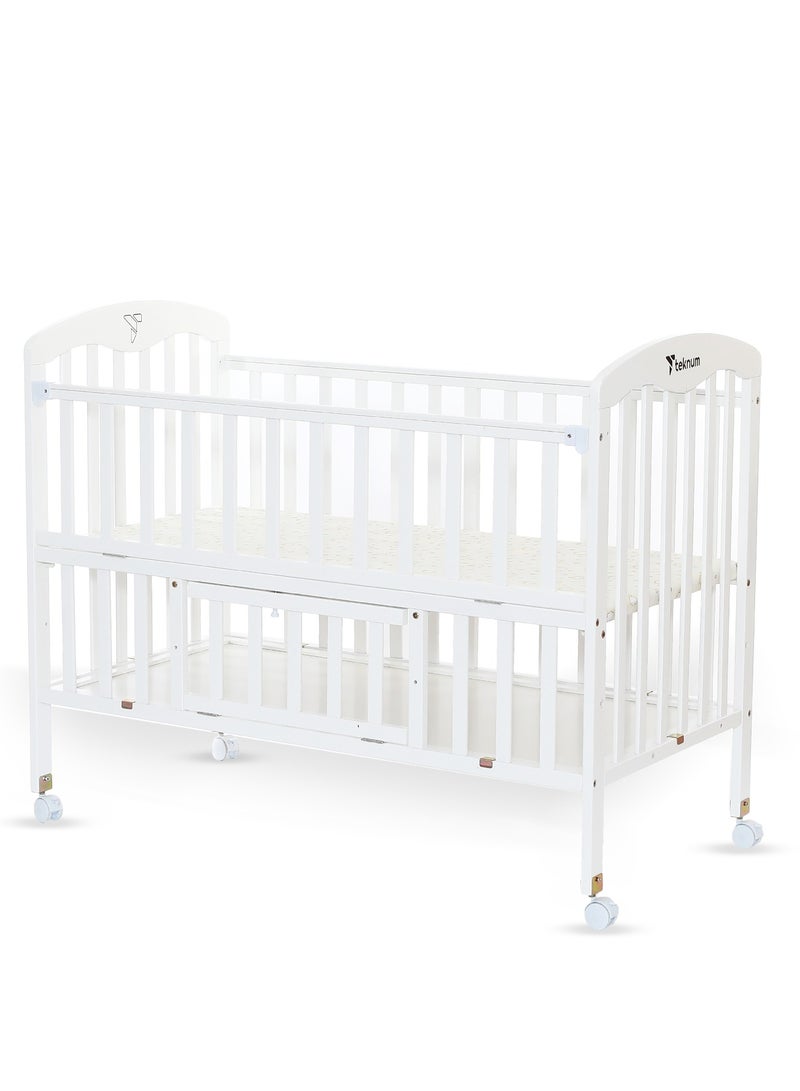 TEKNUM سرير جانبي خشبي 4 في 1 مع تخزين وتعديلات في الارتفاع - أبيض - Image 4