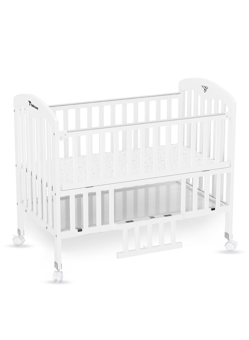 TEKNUM سرير جانبي خشبي 4 في 1 مع تخزين وتعديلات في الارتفاع - أبيض - Image 5