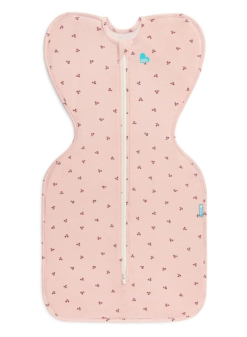 Baby Swaddle Sleep Sack 1.0 TOG, Arms Up Design, Soft Cotton Newborn Swaddle Blanket, Zipper Closure for Easy Use, Cozy Infant Wearable Blanket, Pink with Cute Print