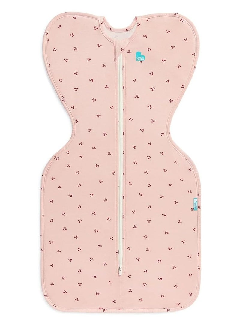 LOVE TO dream Baby Swaddle Sleep Sack, Arms Up Design, Soft Cotton Newborn Swaddle Blanket, Zipper Closure for Easy Use, Cozy Infant Wearable Blanket, Pink with Cute Print - Image 1