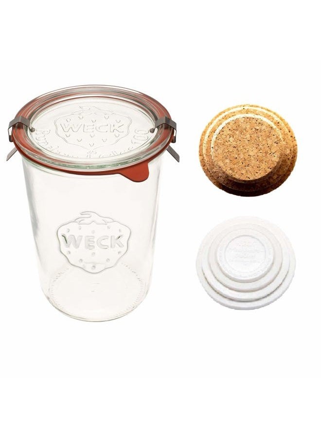 Weck Jars Canning Jar 743-3/4 L Mold made of Transparent Glass - Eco-Friendly Canning Jar - Food Storage Containers with Lids Airtight - 1 Jar with Keep Fresh Cover - Image 1