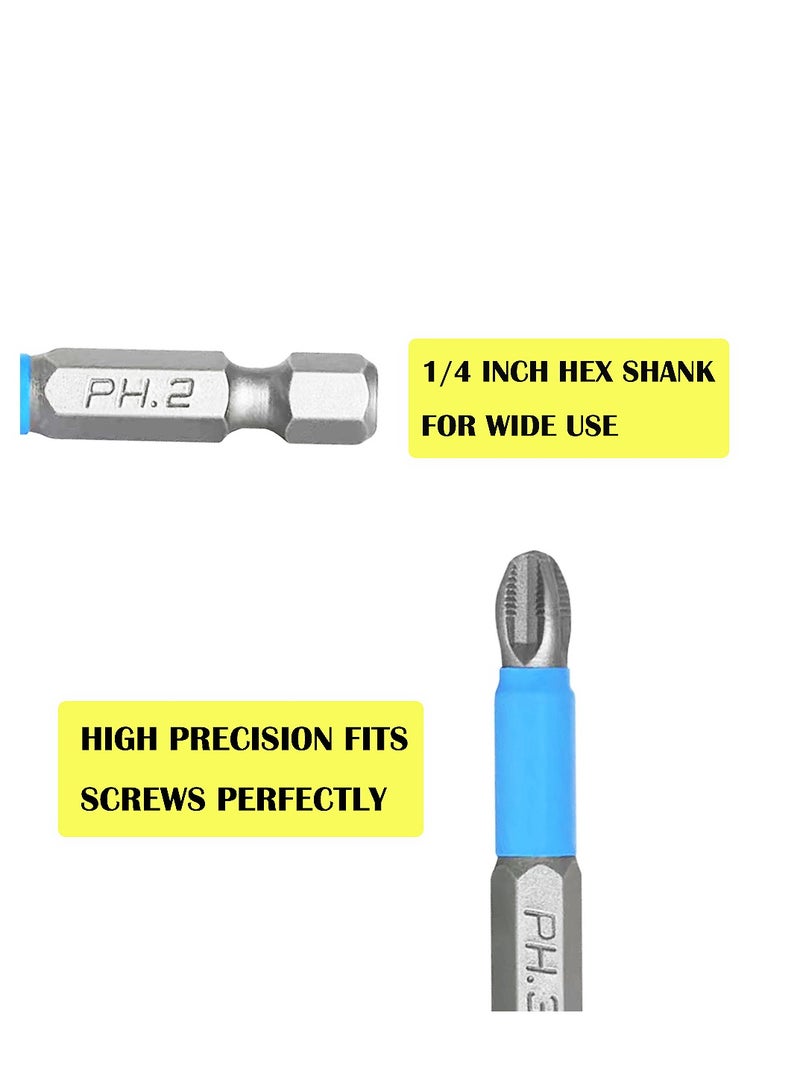 Yakumuz Anti Slip Screwdriver Bits Set Yakumuz 1/4 Inch Hex Shank Phillips Cross Slot Pozidriv Magnetic Screwdriver Bit Set -PH1/2/3+PZ1/2/3 Drill Bit Set S2 Steel Impact Driver Bit for Power Drilling-6PCS  - Image 4