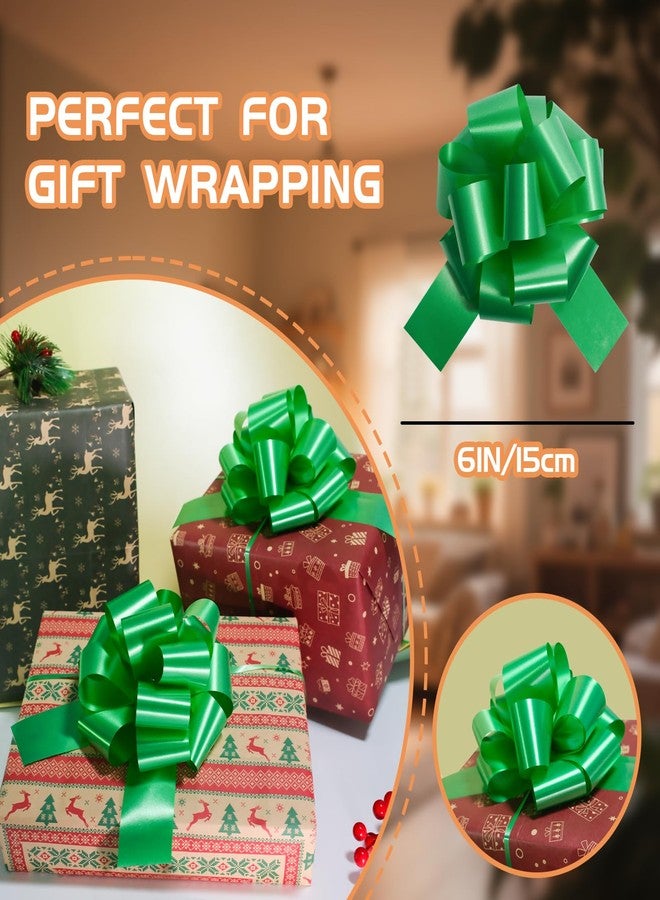 speoit 6 PCS 6 Inch Green Pull Bows - christmas bows,christmas bows for gift wrapping,Perfect for Gift Wrapping, Wedding Decor, Car Bows, Birthday Parties, Christmas and Valentine's Day - Image 5