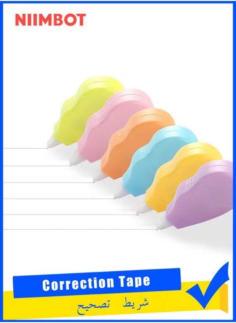 6-Piece Correction Tape, White Out Correction Tapes Easy To Use Applicator for Instant Corrections, Tape Eraser for Note Taking, Marking, Crafting