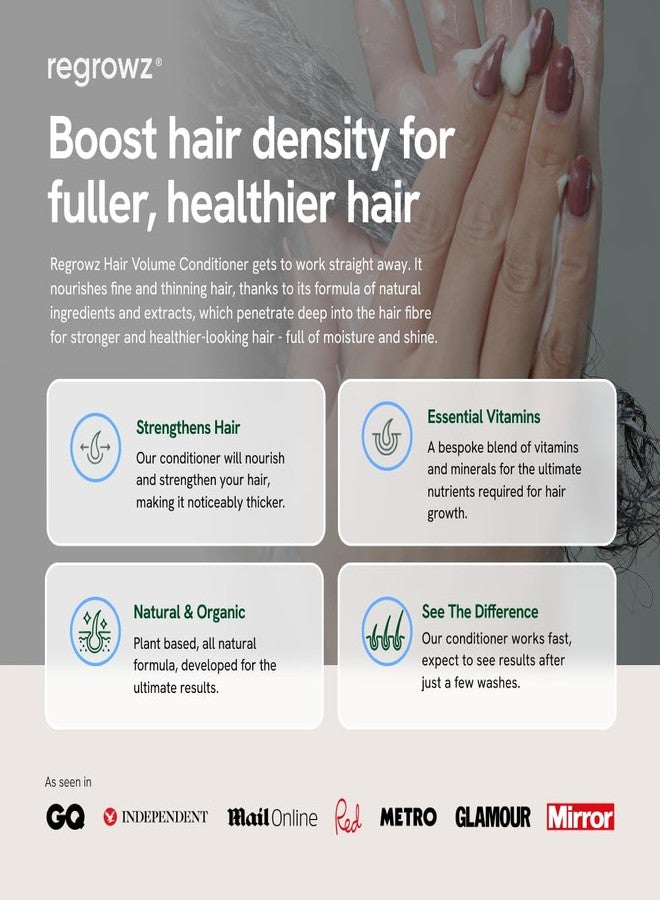 Regrowz Miracle Hair Volume Conditioner 7oz - For Fine,Thin Hair - Boost Shine & Thickness - Suitable for Men and Women - Hair Growth Repair Treatment with Biotin - Image 3