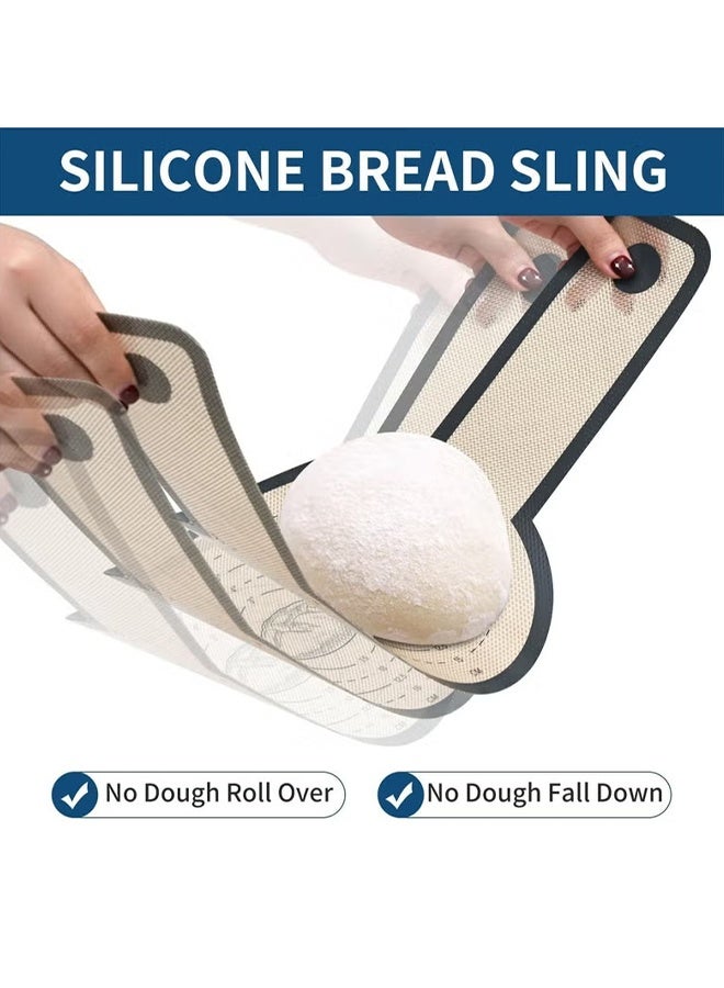 GIFT 2 PCS Silicone Bread Sling for Oven, Non-Stick and Easy Clean Reusable Silicone Bread Baking Mat with Long Handles, Easy to Transfer Sourdough Bread (Grey) - Image 2