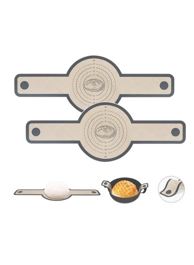 GIFT 2 PCS Silicone Bread Sling for Oven, Non-Stick and Easy Clean Reusable Silicone Bread Baking Mat with Long Handles, Easy to Transfer Sourdough Bread (Grey) - Image 1