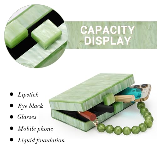 Fecialy Women Acrylic Clutch Purse Beads Evening Handbag Marble Clutch Formal Party Bridal Wedding Crossbody Bag - Image 5