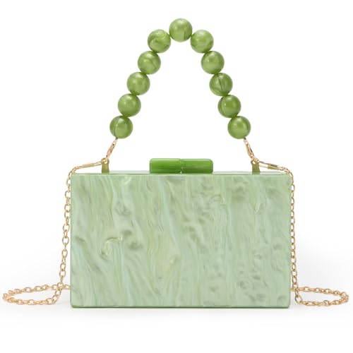 Fecialy Women Acrylic Clutch Purse Beads Evening Handbag Marble Clutch Formal Party Bridal Wedding Crossbody Bag - Image 1