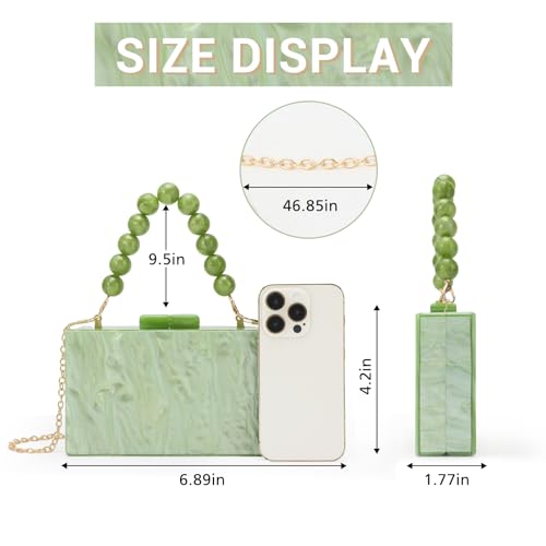 Fecialy Women Acrylic Clutch Purse Beads Evening Handbag Marble Clutch Formal Party Bridal Wedding Crossbody Bag - Image 2