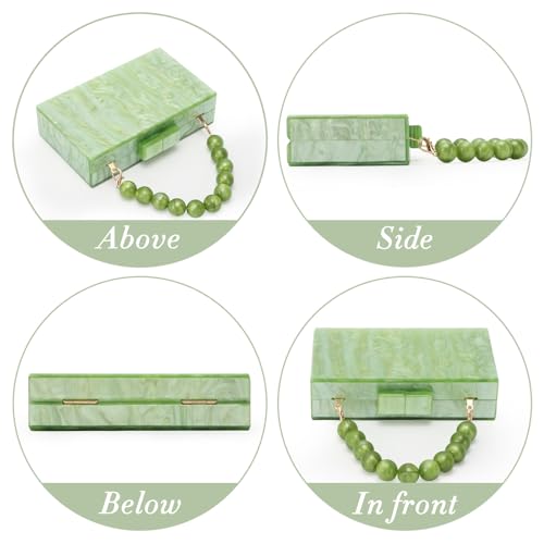 Fecialy Women Acrylic Clutch Purse Beads Evening Handbag Marble Clutch Formal Party Bridal Wedding Crossbody Bag - Image 3