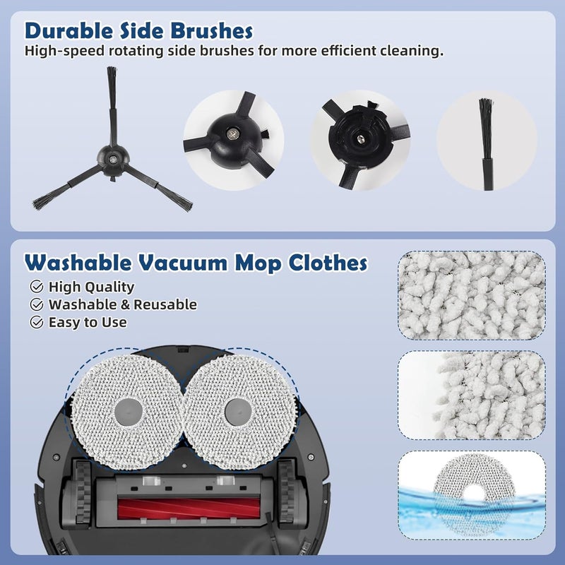 Spofan QrevoS Accessories Replacement for Roborock Q Revo S, Qrevo Pro Set, Qrevo Plus Vacuum Robot, 1 Main Brush, 4 Side Brushes, 2 HEPA Filters, 4 Wipes, 6 Dust Bags, 1 Cleaning Brush - Image 5