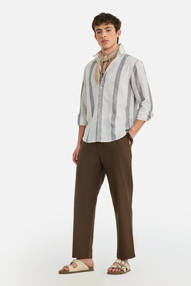 سنيتش Brown Solid Relaxed Casual Trousers