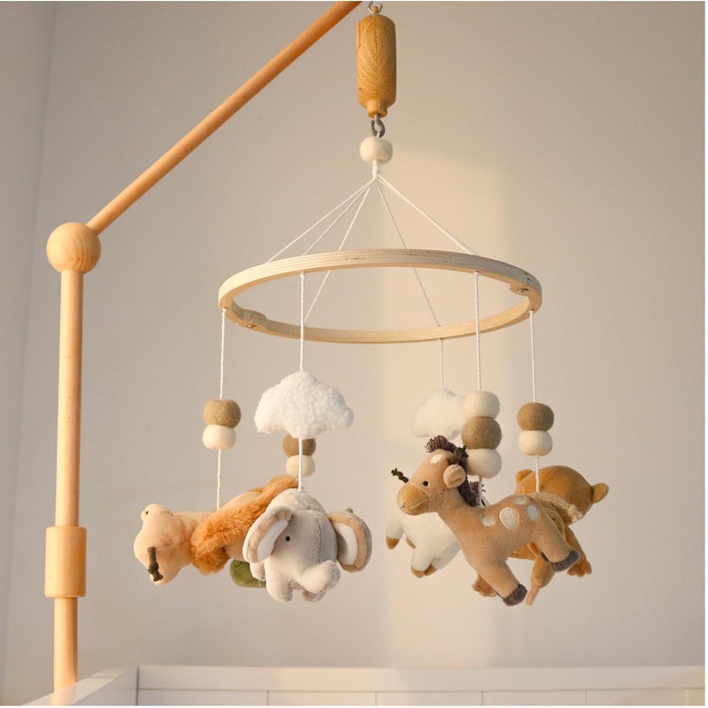 The Peanut Shell The Peanutshell Crib Mobile for Boys or Girls  Wooden Musical Baby Crib Mobile with 12 Lullabies Jungle Animal Baby Mobile Crib Safari Serenity Nursery Decor - Image 2