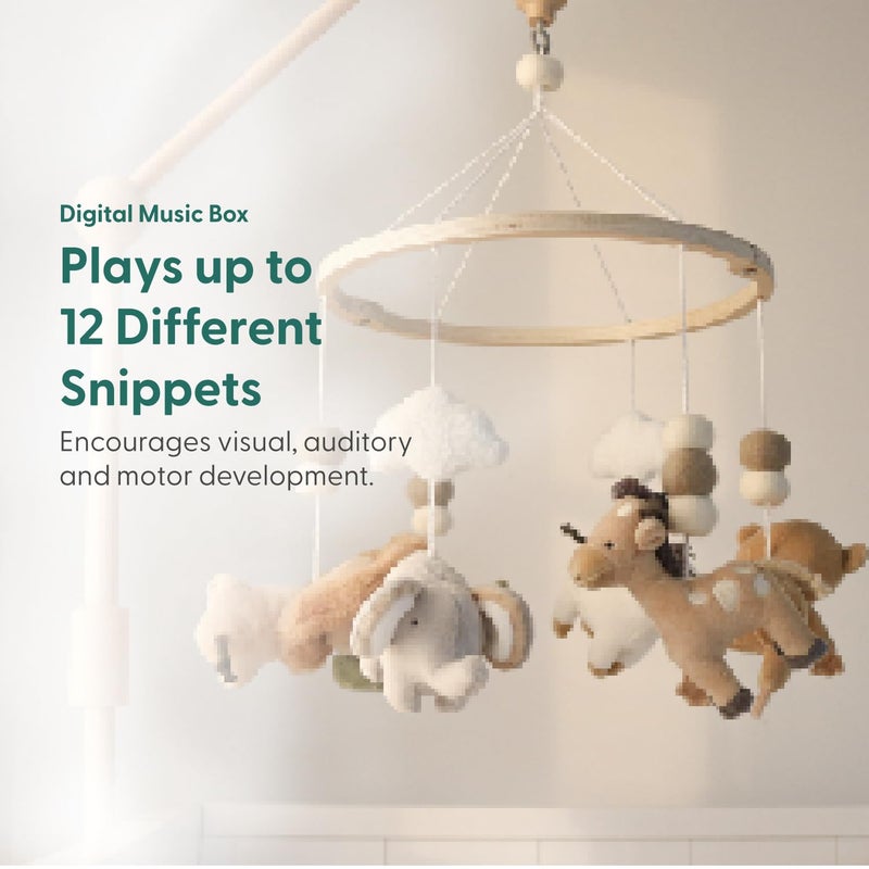 The Peanut Shell The Peanutshell Crib Mobile for Boys or Girls  Wooden Musical Baby Crib Mobile with 12 Lullabies Jungle Animal Baby Mobile Crib Safari Serenity Nursery Decor - Image 4