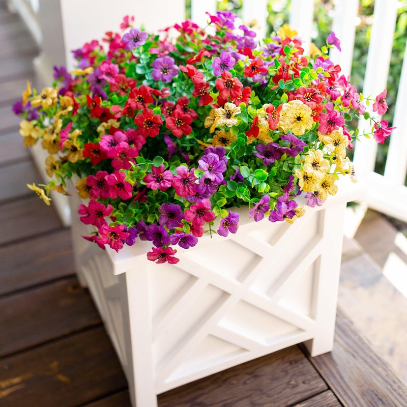 florisso Artificial Fake Plants Flowers for Outdoor Outside Spring Summer Decoration  12 Bundles Faux Silk Colorful Mix Daisy UV Sun Resistant Realistic for Porch Patio Home Planter Window Box Yard - Image 1