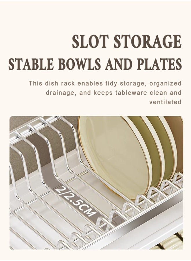 BLOOMING TIME 2-Tier Kitchen Dish Countertop Drying Rack, Multi-Functional Storage Rack, Kitchen Storage Shelf, Kitchen Organizer, With Cutting Board Rack, Chopstick Basket, Detachable Water Tray - Image 2