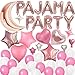 DUFACAI 44 Pieces PAJAMA PARTY Balloons Rose Gold Moon Star Heart Aluminum Foil Balloons Pink Latex Balloons for Girls Women Slumber Party Sleepover Birthday Party Spa Party Decoration Rose gold - Image 2