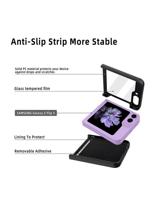 اس-توب جراب لهاتف Samsung Galaxy Z Flip5 5G، جراب هاتف من نسيج الليتشي بفتحة بطاقة - Image 3