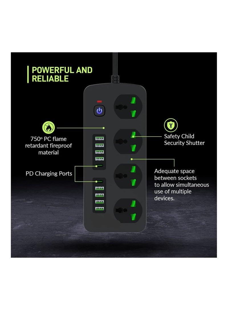 Earldom Essentials Power Extension Board 8 USB 4.2A Ports 2 PD 20W Ports Cable Protector And Wire Organizer Clips For Cables - Image 2