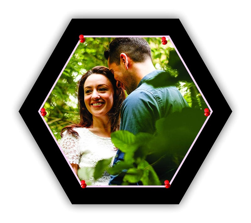 MARINE PEARL Marine Pearl 12 Inch Set of 9 Multifunctional Hexagonal Pin Up Photo Frames Wall Collage Soft Board for Home Office Black - Image 2