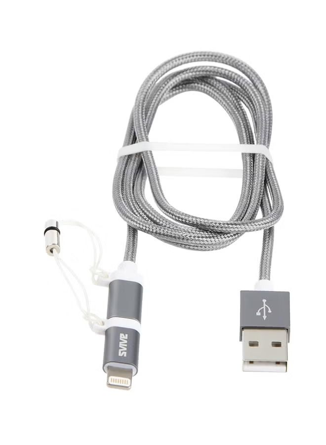 إيف كابل بيانات شحن سريع Lightning USB 2.0 رمادي - Image 1