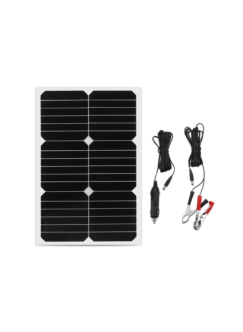 GGOOT 20W 12V Mono Silicon Semi-Flexible Solar Panel w/ 3m Cable Crocodile Clip Detector - Image 1