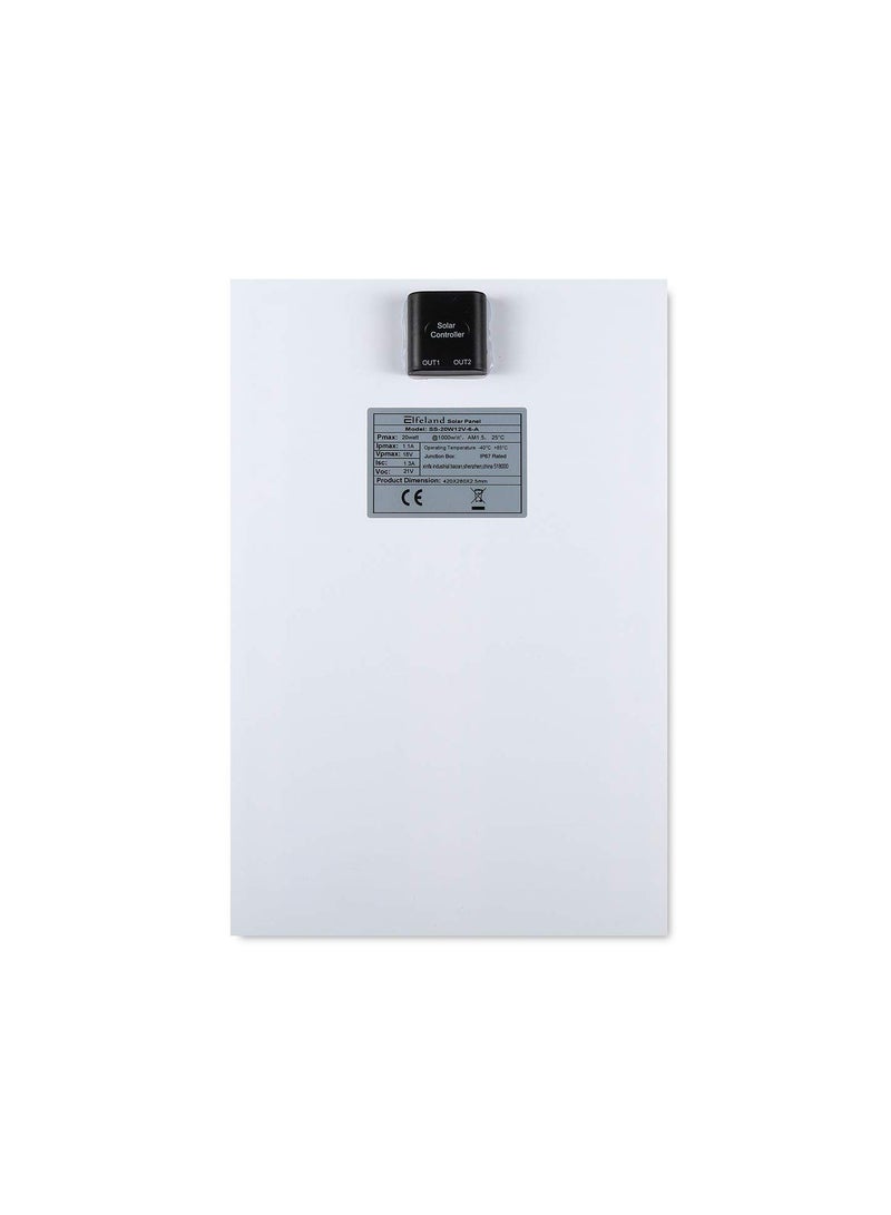 GGOOT 20W 12V Mono Silicon Semi-Flexible Solar Panel w/ 3m Cable Crocodile Clip Detector - Image 3