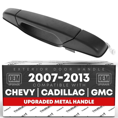 T1A Exterior Rear Driver Door Handle Upgraded Metal Compatible with 20072014 Chevrolet Silverado 1500 2500 3500 0714 GMC Sierra 1500 2500 3500 Cadillac Escalade Textured Black OEM 15757230 - Image 1