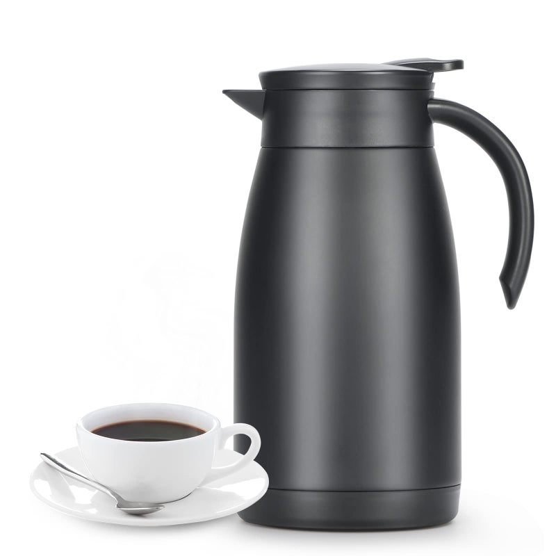 MUCR 34 Oz Thermal Carafe Insulated Stainless Steel Coffee Carafes for Keeping Hot Coffee Tea for 12 hrs and Cold for 24 hrs 1LBlack