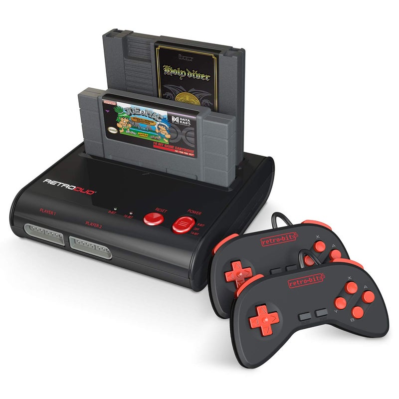 Retro Bit Retro-Bit Retro Duo 2 in 1 Console System - for Original NES/SNES, & Super Nintendo Games - Black/Red - Image 1