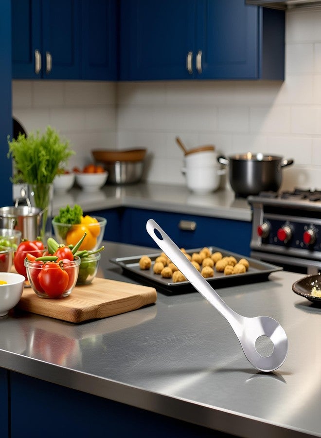 Rosojodg Silver Meatball Maker Spoon, Stainless Steel Meatball Scoop Ball Maker Tool, Non-Stick Meatball Maker Meat Baller with Long Handle Fruit and Vegetable Tools - Image 2