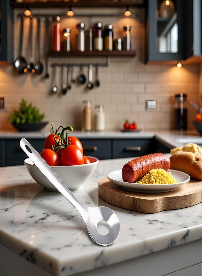 Rosojodg Silver Meatball Maker Spoon, Stainless Steel Meatball Scoop Ball Maker Tool, Non-Stick Meatball Maker Meat Baller with Long Handle Fruit and Vegetable Tools - Image 4