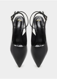 Styli Plain Pointed Toe Ankle Strap Heel Shoes  - Image 5