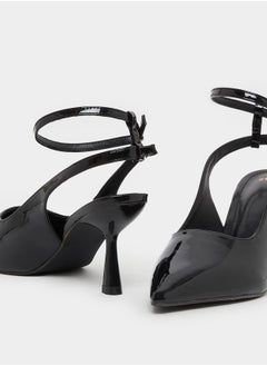 Styli Plain Pointed Toe Ankle Strap Heel Shoes  - Image 3