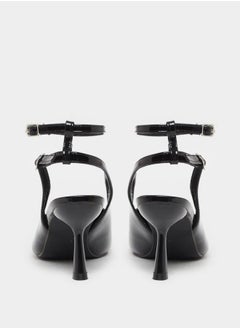 Styli Plain Pointed Toe Ankle Strap Heel Shoes  - Image 4